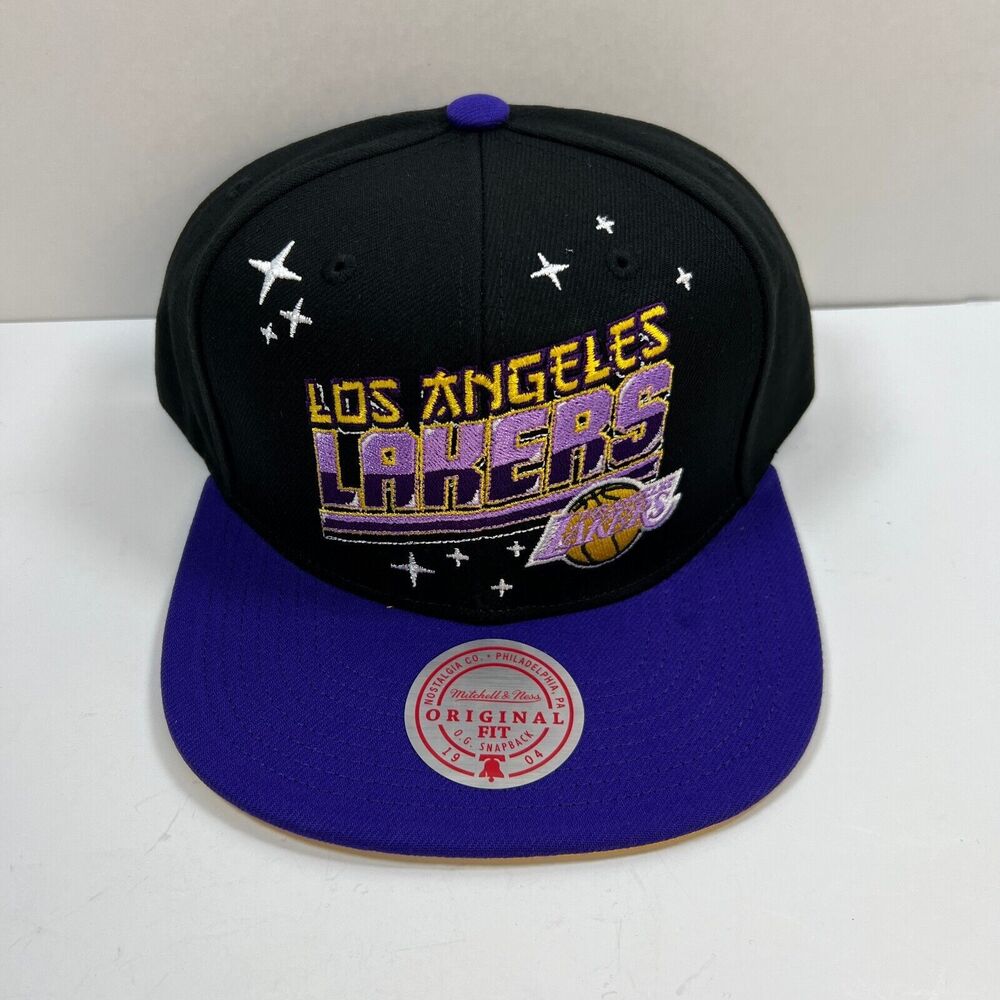 Los Angeles Lakers Anime Snapback Hat Mitchell & Ness Adjustable Cap NBA Black